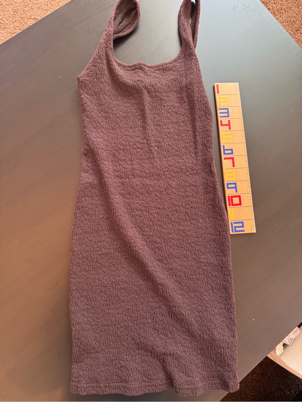 & Other Stories Textured Midi Tank Dress in Deep Mauve Brown